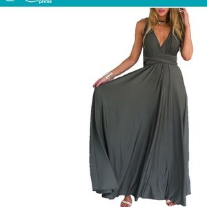 Convertible multi-way empire waist maxi dress gown